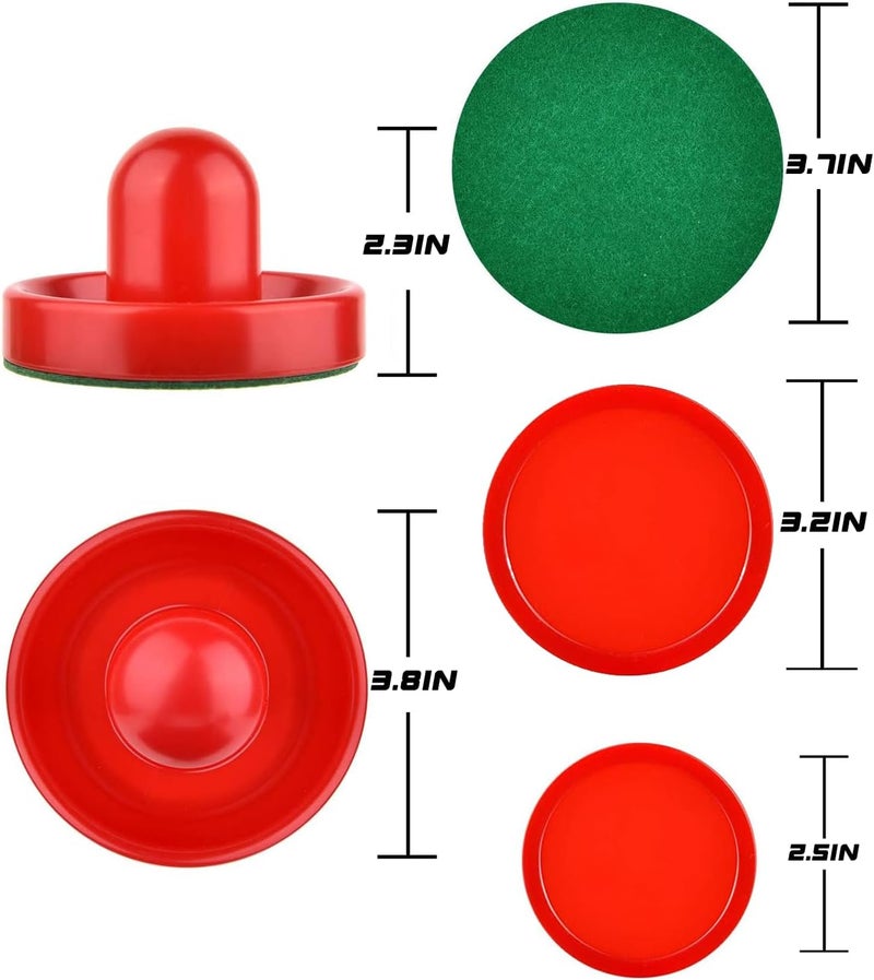 Inscool Air Hockey Accessories, 2-Pack Pushers, 2-Pack 3.25-Inch Pucks, 4-Pack 2.5-Inch Pucks, Red - Image 4